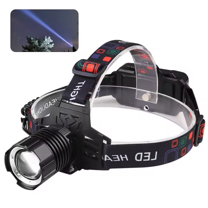 Nueva linterna frontal láser blanca de largo alcance con luz potente, recargable, para pesca nocturna al aire libre, escalada, con zoom, montada en la cabeza. - 1