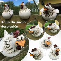 Estatua De Resina Divertida De Pollo Para Decoración De Jardín Pared De Valla De Granja Estilo Artesanal Para Casa Decoración De Pared De Valla De Jardín - details 4