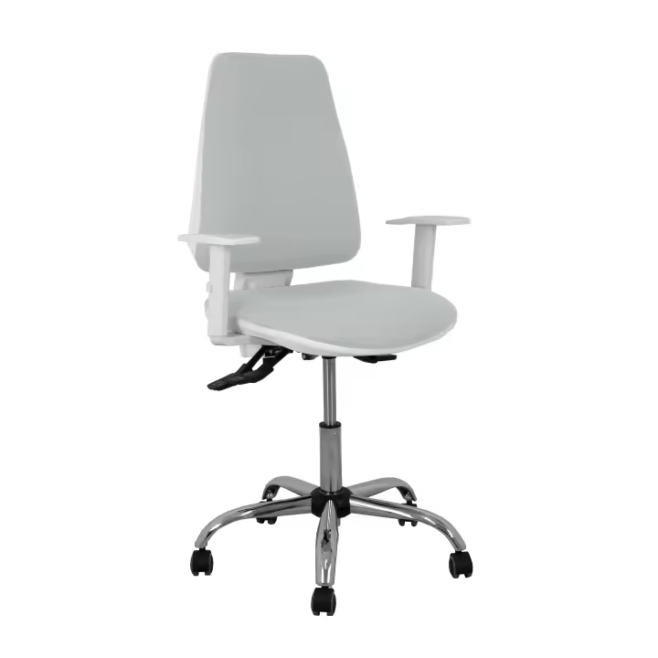 Silla Elche blanca asincro bali gris claro brazos regulables ruedas de parqué - 1