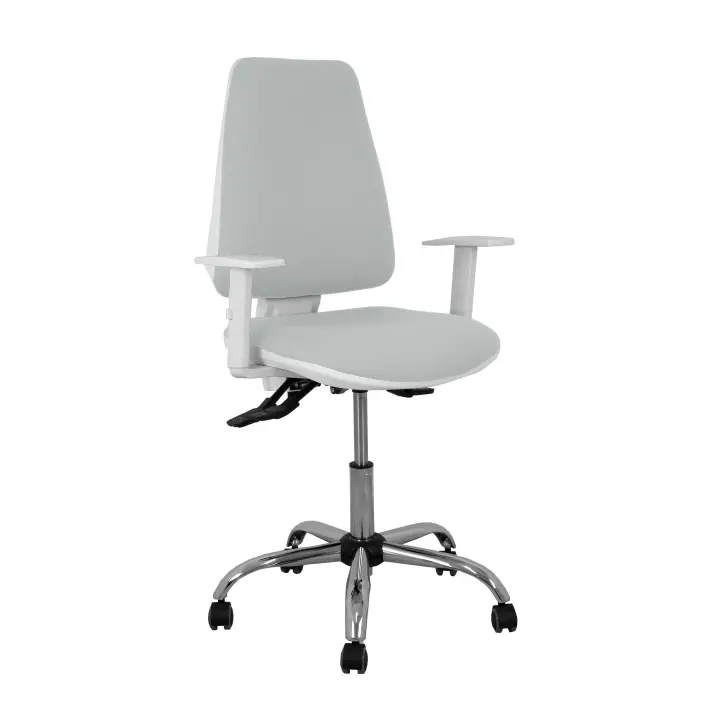 Silla Elche blanca asincro bali gris claro brazos regulables ruedas de parqué - 1