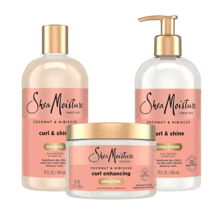 Shea Moisture Coconut & Hibiscus Curl Pack 3 – Shampoo + Conditioner + Curl Enhancing Smoothie Set Rizos - 1