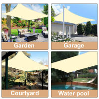 Sail De Sombra Impermeable 300D Gris Y Beige Cuadrado Rectangular Para Jardín Piscina Camping Senderismo Refugio Del Sol - details 6