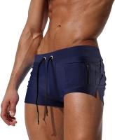Pantalones De Baño Para Hombre Con Bolsillo Cerrado Y Malla Interior Estilo Boxer Brief Leggings Cuadrados Traje De Baño - details 5