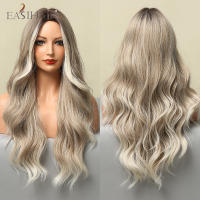 Pelucas Sintéticas Largas De Ombre Marrón Rubia Con Franja Para Mujeres Afro Peluca Cacheada Resistente Al Calor Para Uso Diario Cosplay - details 25