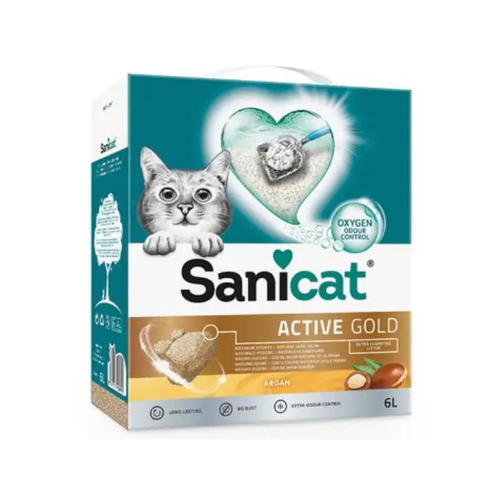 Sanicat Active Gold Arena Para Gatos Aroma Argán 6 L - 1