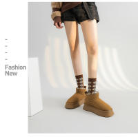 Botas De Piel Nueva Larga De Invierno Para Mujer Botines Cortos De Peluche Cálidos Botines Casuales Chelsea De Talla Baja Con Plataforma Zapatos De Cordón PU Cubierta De Suela De Plástico - details 13