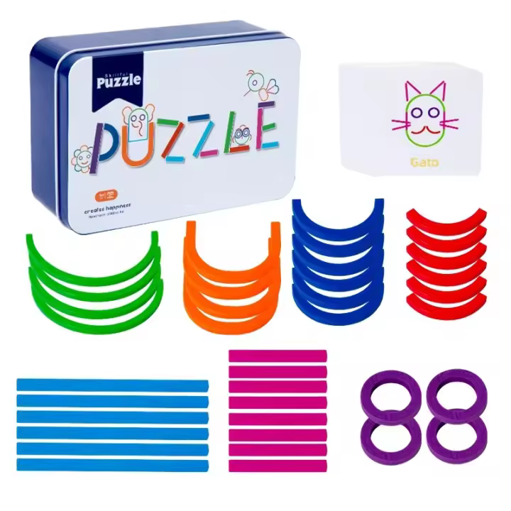 Puzzle De Madera Divertido Juego Educativo Para Niños Empaque Portátil Aprendizaje Cognitivo Temprano Consciencia De Colores Y Formas Regalo Para Niños - 1