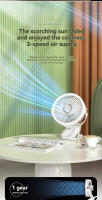 Ventilador De Mano Con Luz De Noche Para Dormitorio Estudiante Y Escritorio De Oficina Clip-on USB Recargable Pequeño Ventilador De Techo - details 11