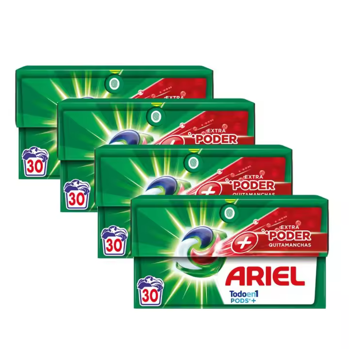 Ariel | Todo En 1 PODS, Detergente Líquido Para Lavadora+ Poder Extra Quitamanchas Lavados, Limpieza Profunda + Eliminación De Manchas Adicional 120 cápsulas - 1