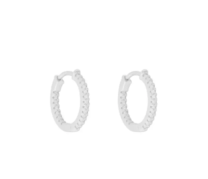 Pendientes de Aro con Circonitas, Plata, 16 mm, Blanco, Ref: CHP152199 - 1