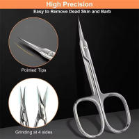 Tijeras De Cutícula Rusas Profesionales De Acero Inoxidable Para Corte Y Eliminación De Piel Muerta Con Punta Curva Unidad De 1-8 Piezas - details 4