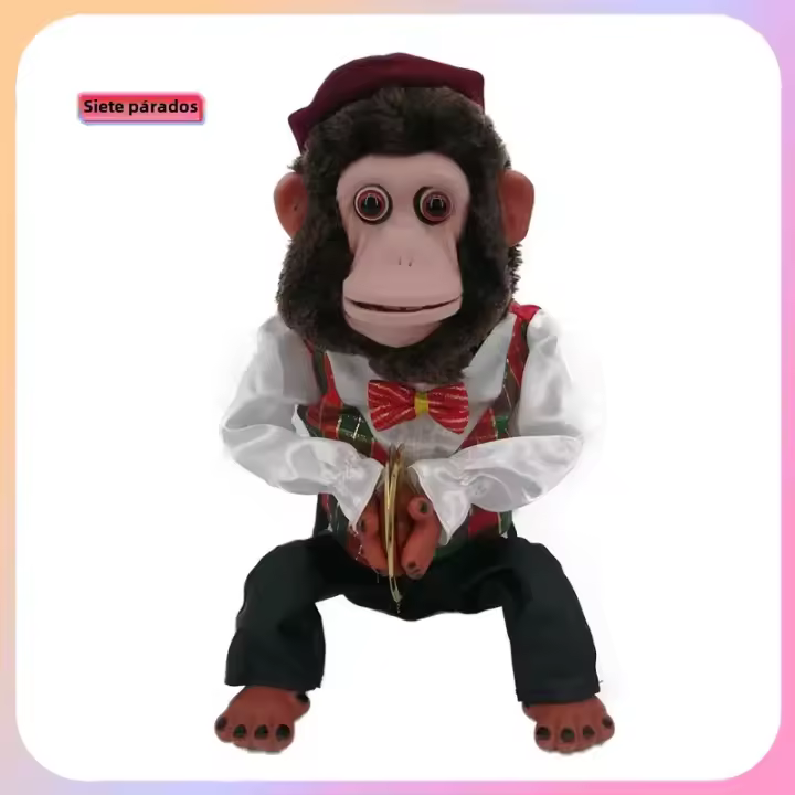 Juguete De Peluche Mono Para Niños 27cm Con Sonido Y Toque Inducción Performance De Cumpleaños Regalo Electrónico Tejido De Algodón - 1