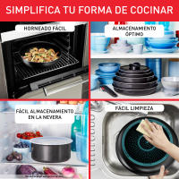 Tefal Ingenio Easy Cook N Clean kit de 2 piezas 22/26 cm apilables, revestimiento antiadherente, indicador de calor, base difusora, cocina sana, menaje seguro, fácil limpieza, fabricado en Francia, L1549023 - details 1