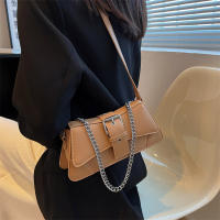 Bolso De Hombro PU Cuero Pequeño Para Mujer Color Sólido Con Cadena Vintage Lujo Monedero Bandolera De Moda Para Dama - details 9