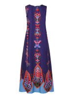 Vestido Largo Sin Mangas Para Mujer Estilo Vintage Con Flores Y Diseño V En El Cuello Vestido De Verano De Tela Poliéster Midi - details 17
