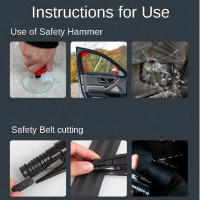Mini Martillo De Seguridad Para Coche Rompe Ventanas Plegable Portátil Impermeable Con Llavero Herramienta De Emergencia Cortador De Cinturón De Seguridad - details 6