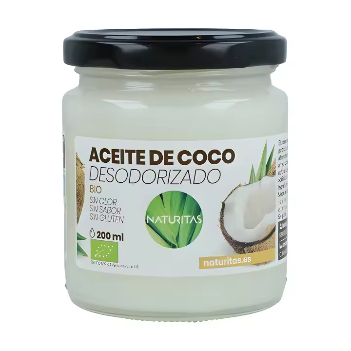 Aceite de Coco Desodorizado bio 200 ml NATURITAS  Sin Gluten  Sin olor  Ideal para todo tipo de uso - 1