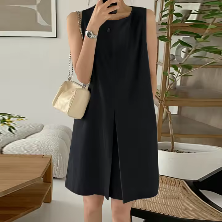 Vestido De Encaje ZANZEA Para Mujer Verano 2024 Sin Mangas Cuello Redondo Largo Pierna Vestido Casual Suelto Con Bolsillos - 1