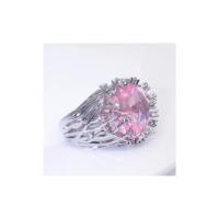 Andara  Sterling Silver Ring Inlaid Pink Crystal Zircon Exaggerated Ring For Woman Wedding Jewelry Gift - details 1