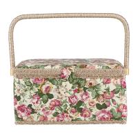 Caja De Artesanía Con Manija Caja De Almacenamiento Floral Para Tejido Caja De Costura Organizador Doméstico Para Materiales De Manualidades - details 0