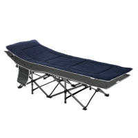 Outsunny Cama de Camping Plegable Cama de Acampada con Cojín Almohada Bolsillo Lateral Bolsa de Transporte y Marco de Acero Carga 150 kg para Playa Senderismo 188x64,5x53 cm Azul - details 12