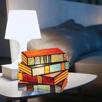 Lámpara Creativa De Libros Pila De Vidrio Estampado Para Escritorio Decoración De Resina Y Plástico Luz Nocturna Adorno De Mesa Regalo De Fiesta En Casa - details 3