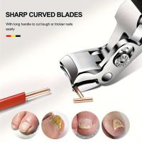 Tijeras De Uñas Profesionales Para Ancianos Con Abrazadera Ancha Y Cabeza Inclinada Cortador De Uñas De Acero Inoxidable Con Recogedor - details 2