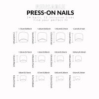 Uñas Postizas De Flor Con Borde Blanco Cuadrado Corto 24 PCs Incluye 1 Archi Y 1 Pegamento De Gel Para Manicura Duradera - details 1