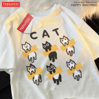 Camiseta De Hombre Con Estampado De Gato Negro Y Orange Diseño De Dibujos Animados Retro Divertido Para Jóvenes Camiseta Corta Para Ocio Al Aire Libre Verano - details 5