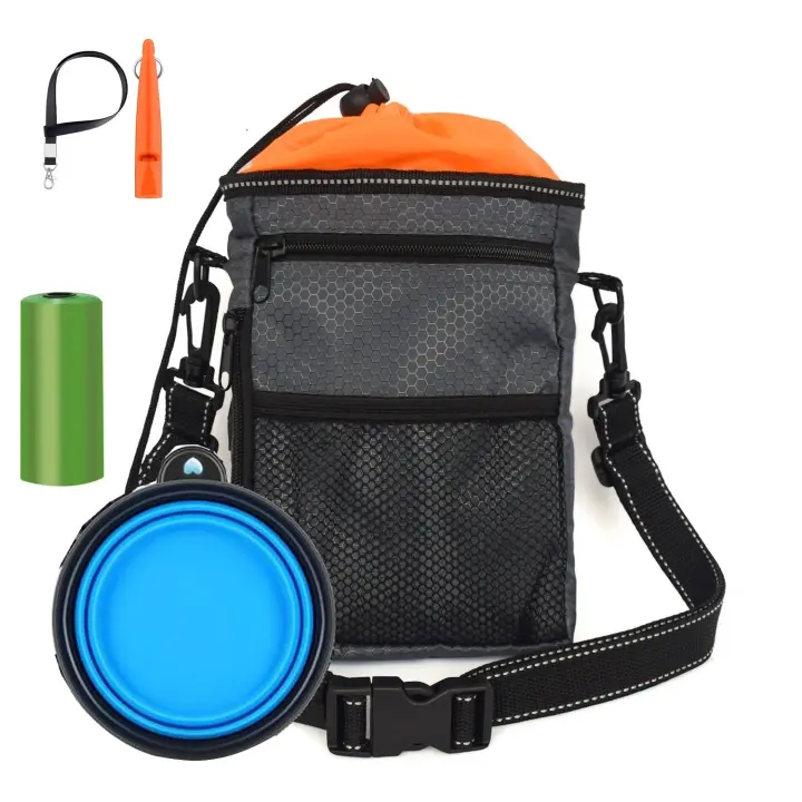 Bolsa Portátil Para Mascotas Con Cinturón Ajustable Y Cuenco Plegable Herramienta Multifuncional Para Entrenamiento Al Aire Libre Almacenamiento De Alimentos Para Perros - 1