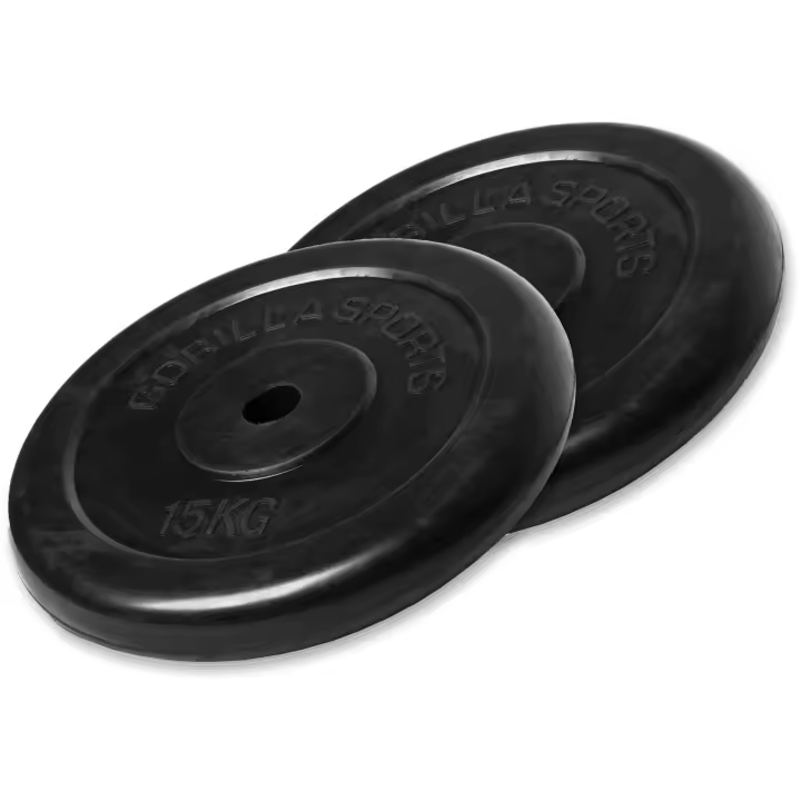 Gorilla Sports Juego de discos de peso de goma 30 kg - 2 x 15 kg - 1