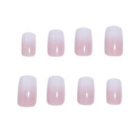 24pcs/set Uñas Postizas Cortas En Gradient Nude Rosa Jalea Brillante Estilo Cuadrado Ballet Frances Reutilizables Press on Falsas Uñas - details 20