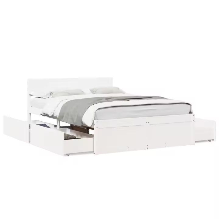 vidaXL Estructura de cama sin colchón madera maciza blanca 120x190 cm - 1
