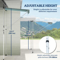 Outsunny Brazo Ajustable Toldo Abrazadera Toldo 200x150 cm Altura Ajustable Protección Solar Brazo Ajustable Manivela Balcón Alu Verde y Blanco - details 4
