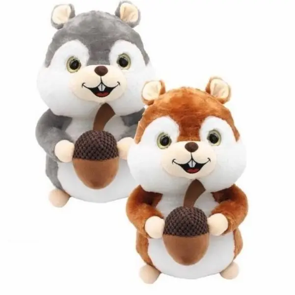 PELUCHE ARDILLA MARON Y GRIS SUAVE 2MODELO 22CM - 1