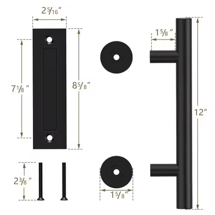 Manija De Puerta Sliding Barn KAK De 12 Pulgadas Para Armario Interior Hebilla De Madera Acero Inoxidable Electroplazcado - 1