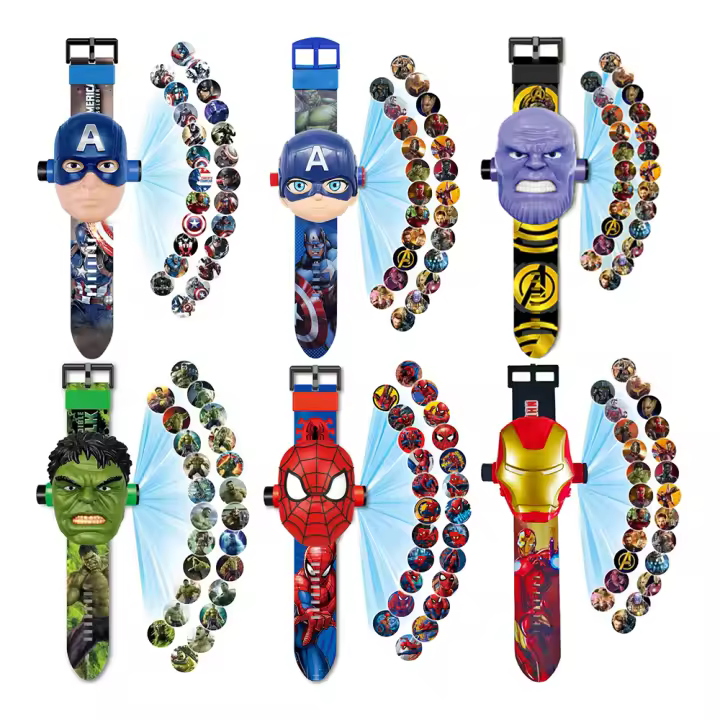 Reloj Digital Disney Spiderman Proyección 24 Hombres Capitán América Iron Man Juguetes Hulk Regalos Para Niños Educativo Batería AG3X4 - 1