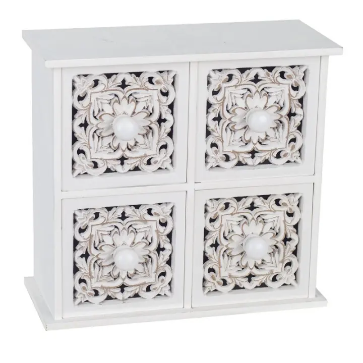 SIGNES GRIMALT Joyero 4 Cajones Blanco de Mdf | Caja Joyeros Zara Home 20x10x24cm - 1