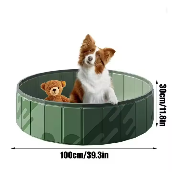 Petic - Piscina plegable para mascotas, bañera para perros, piscina plegable para interiores y exteriores con orificios de instalación y drenaje rápidos - 1