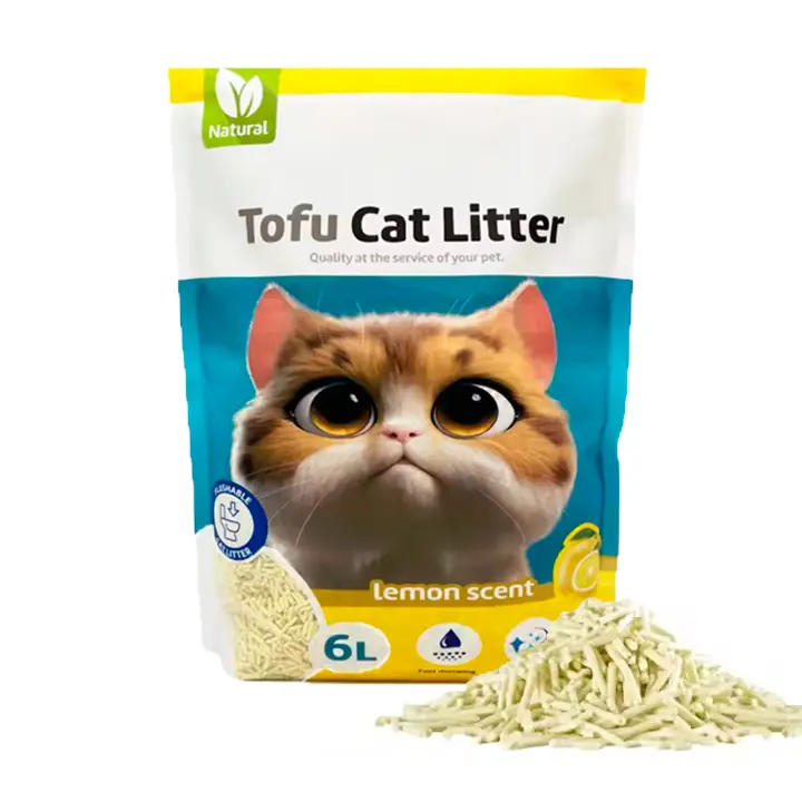 Arena aglomerante para gatos de tofu fragancia Limón BPS - Altamente aglomerante y perfumada - 1