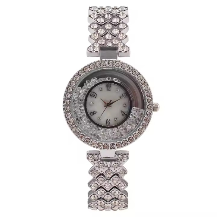 Reloj para mujer con piedras brillantes en movimiento, correa de brazalete, movimiento de cuarzo, un reloj de lujo para la mujer - 1