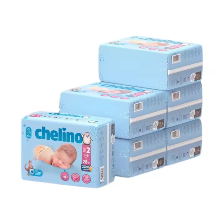 Chelino Caja de 6 Bolsas de 28 Pañales Talla 2 (3-6 kg) para Recién Nacido (168 Pañales en total) - 1