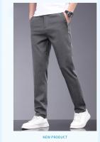 Nuevos Pantalones Para Hombre De Seda Lyocell Suave Estirable Moda Casual Verano Cintura Elástica Slim Trousers Negocios - details 11