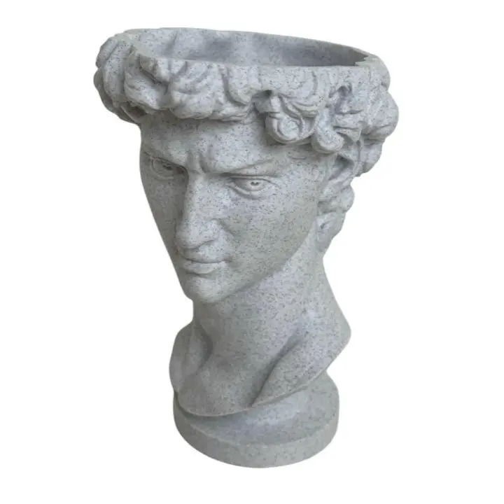 Maceta decorativa con escultura de David, Inspirada en el Arte de Miguel Ángel - Impresión en 3D con PLA efecto mármol (19 cm) - 1