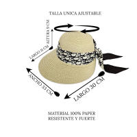 Kebedo Moda Sombrero de Paja para Mujer ir a Playa en Verano Pamela Ajustable Talla Única Visera ancha con protección solar - details 5