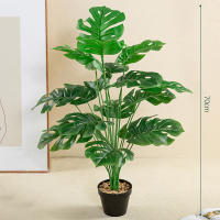 Planta Artificial De Monstera Grande 70cm Con 18 Hojas De Palma Falsa Para Decoración De Jardín Y Habitaciones Material Plástico Verde - details 3
