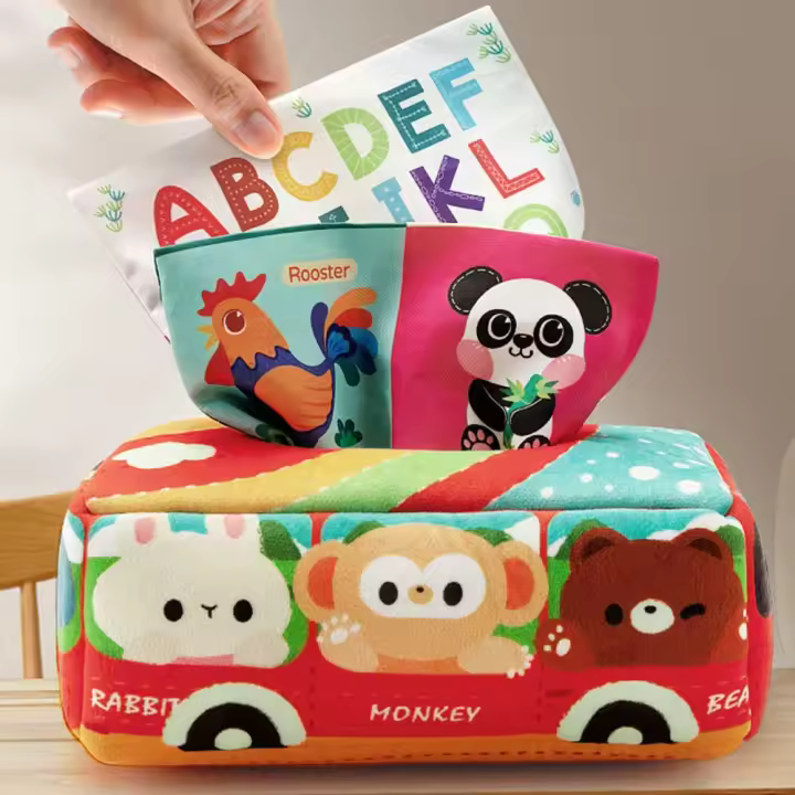 Juguete Educativo Montessori De Tela Para Bebés Caja De Pañuelos Sensory Juguete De Aprendizaje Para Niños Pequeños Ejercitando Los Dedos Regalo De Cumpleaños - 1