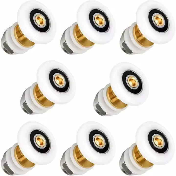 Ruedas de Repuesto para Puertas de Ducha - Juego de 8 Ruedas Deslizantes de 25 mm - Adecuadas para Puertas de Vidrio de 4 a 6 mm de Grosor - 1