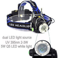 Linterna Frontal Recargable USB Con Sensor UV 395nm Y Luz LED Zoomable Para Caza Pesca Y Camping Resistente Al Agua De 18650 - details 3