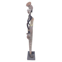 CAPRILO REGALOS & DECORACIÓN Figura Decorativa de Resina "Mujer Africana con Jarrón en Mano" . Adornos y Esculturas. Regalos Originales. Decoración Hogar. 10 x 6,50 x 40 cm - details 3
